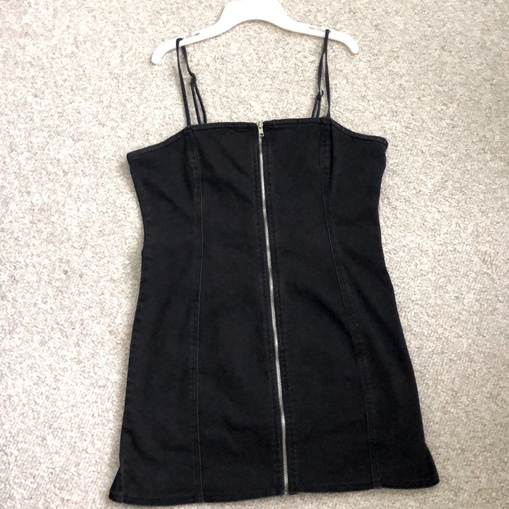 Black Denim Zipup Dress